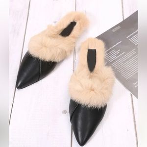 Fur mules NWOT